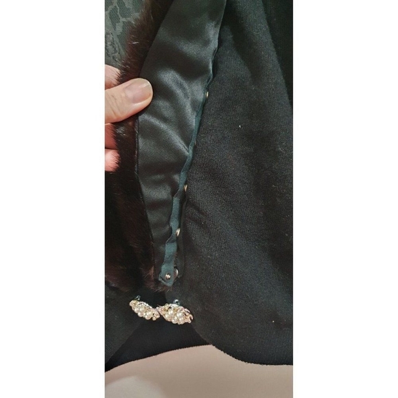 VINTAGE BLACK Fancy Fur jacket by Hadley Sze S - Picture 10 of 15